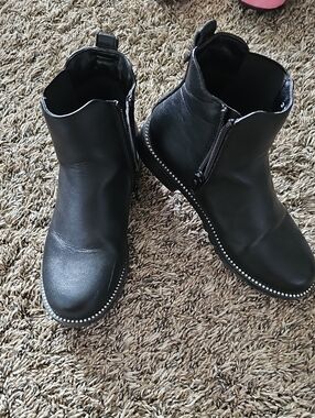 Place Black Ankle Boots with Studded Trim